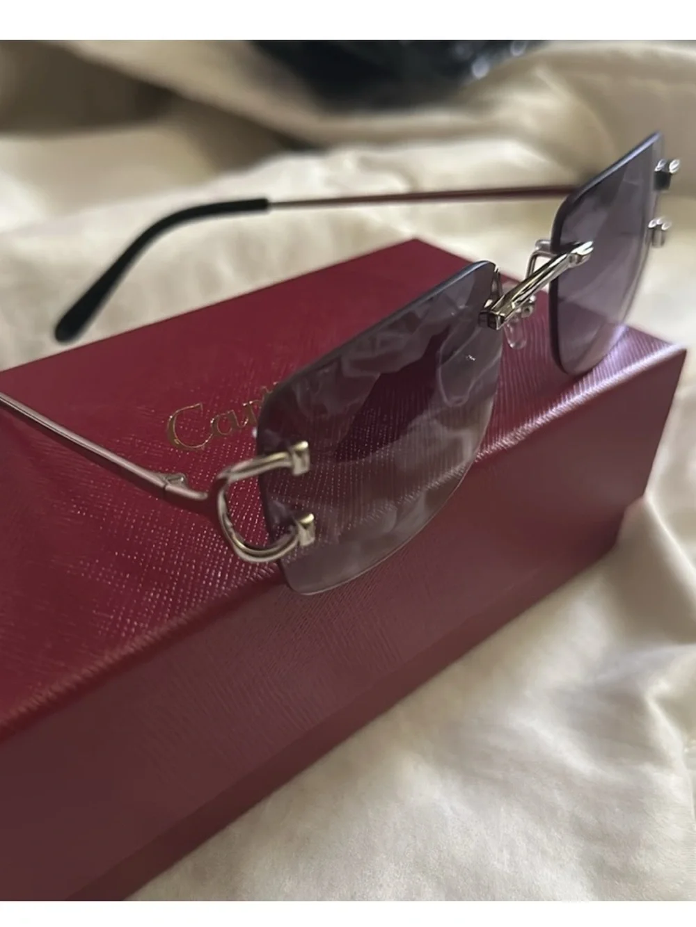 Cartier Rimless Men's Sunglasses with Purple Gradient Lenses